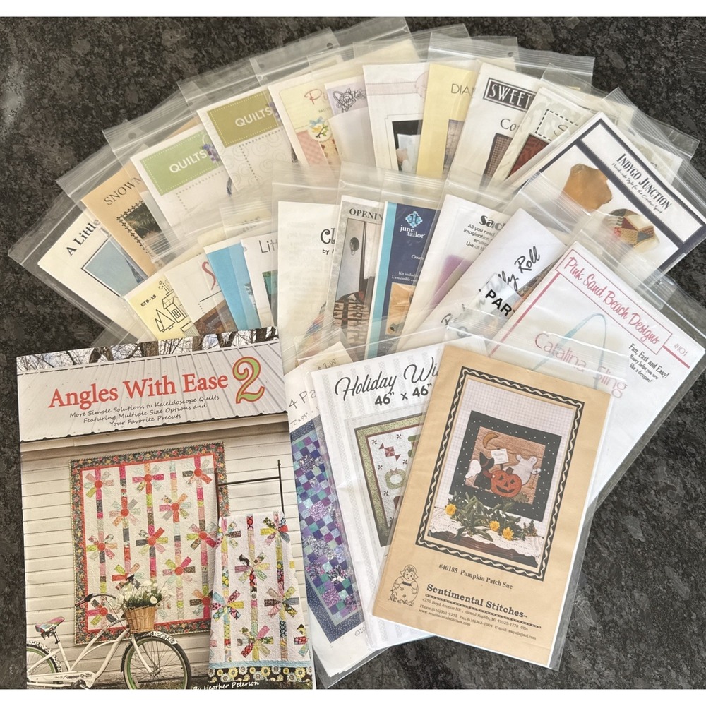 VTG Quilting/Sewing Patterns Lot Of 25 Multiple Designers+Angles With Ease Book
